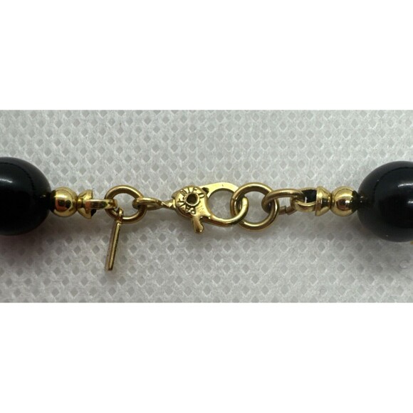 Vintage Monet Signed Graduated Round Black Plastic Beaded 19'' Necklace Retro - Picture 6 of 9
